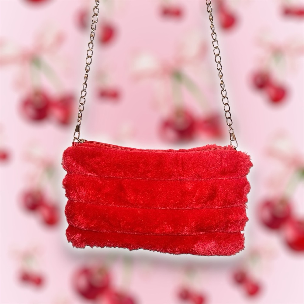Soft Fur Cherry Red Light Purse